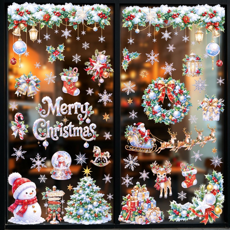 Snowflake Window Decal - 9 листов рождественских статических наклеек на