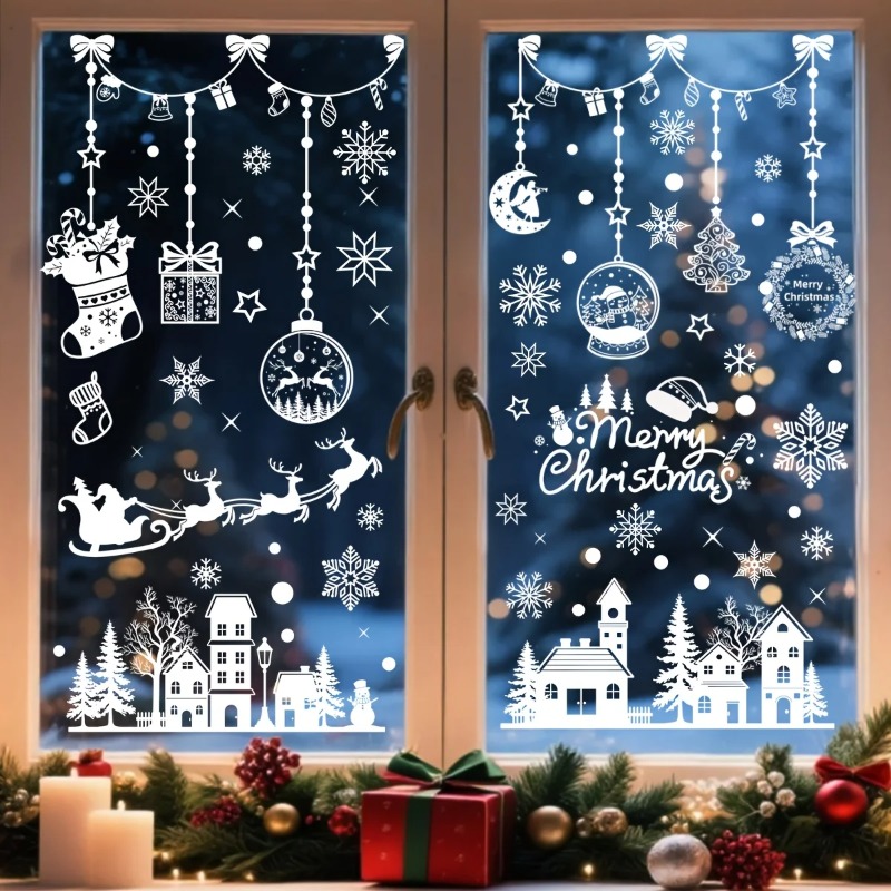 Snowflake Window Decal - 196 шт./9 листов рождественских статических наклеек