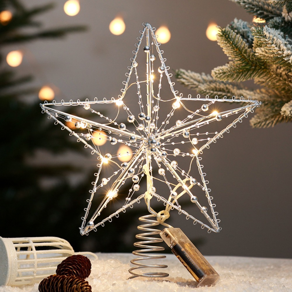 Star Tree Topper - Золотой/серебряный светодиодный топпер для рождественской елки,