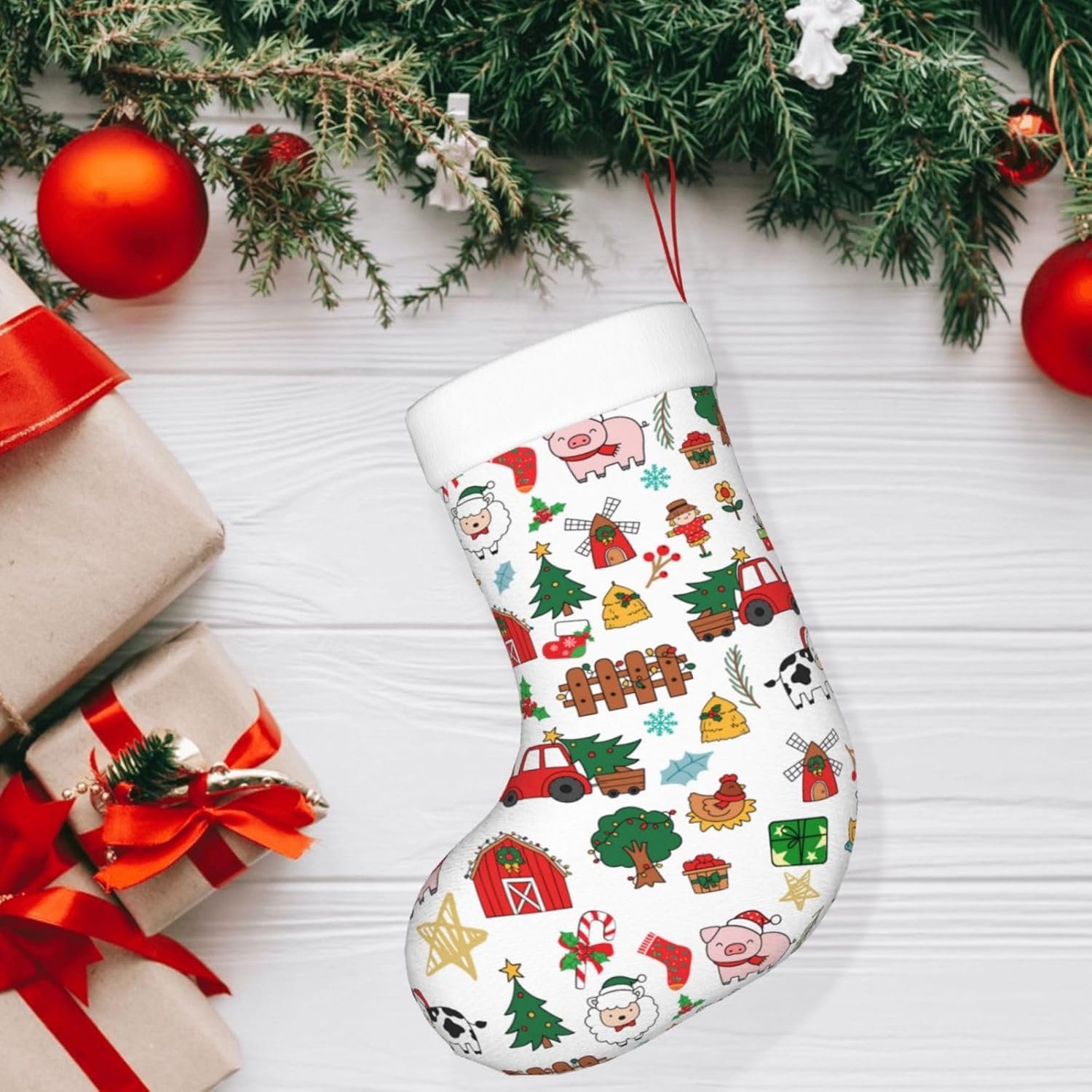 Christmas Stocking Hanging - Рождественские чулки с сельскохозяйственными животными, подарки,
