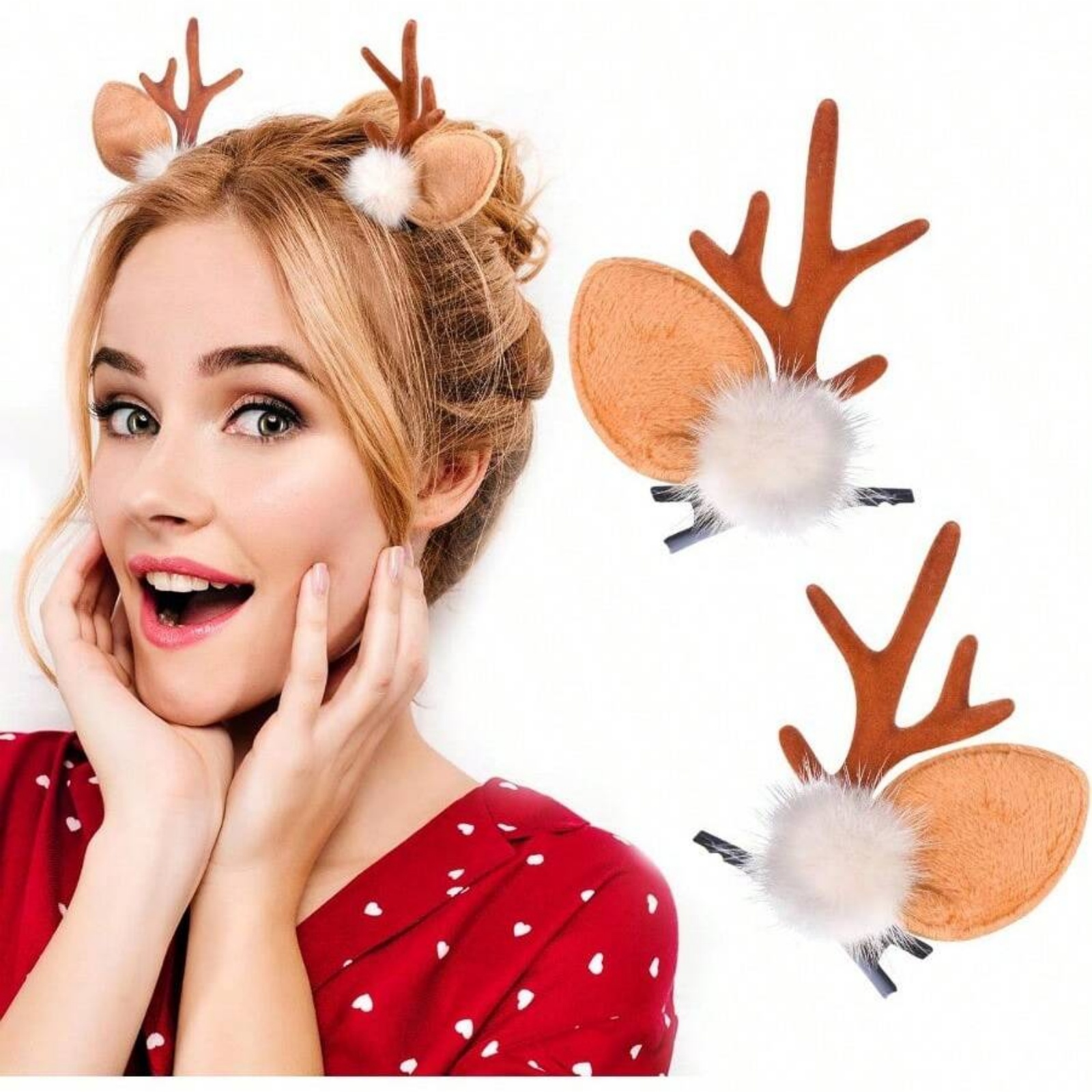 Reindeer Antlers Headband - 2 шт., рождественские заколки для волос