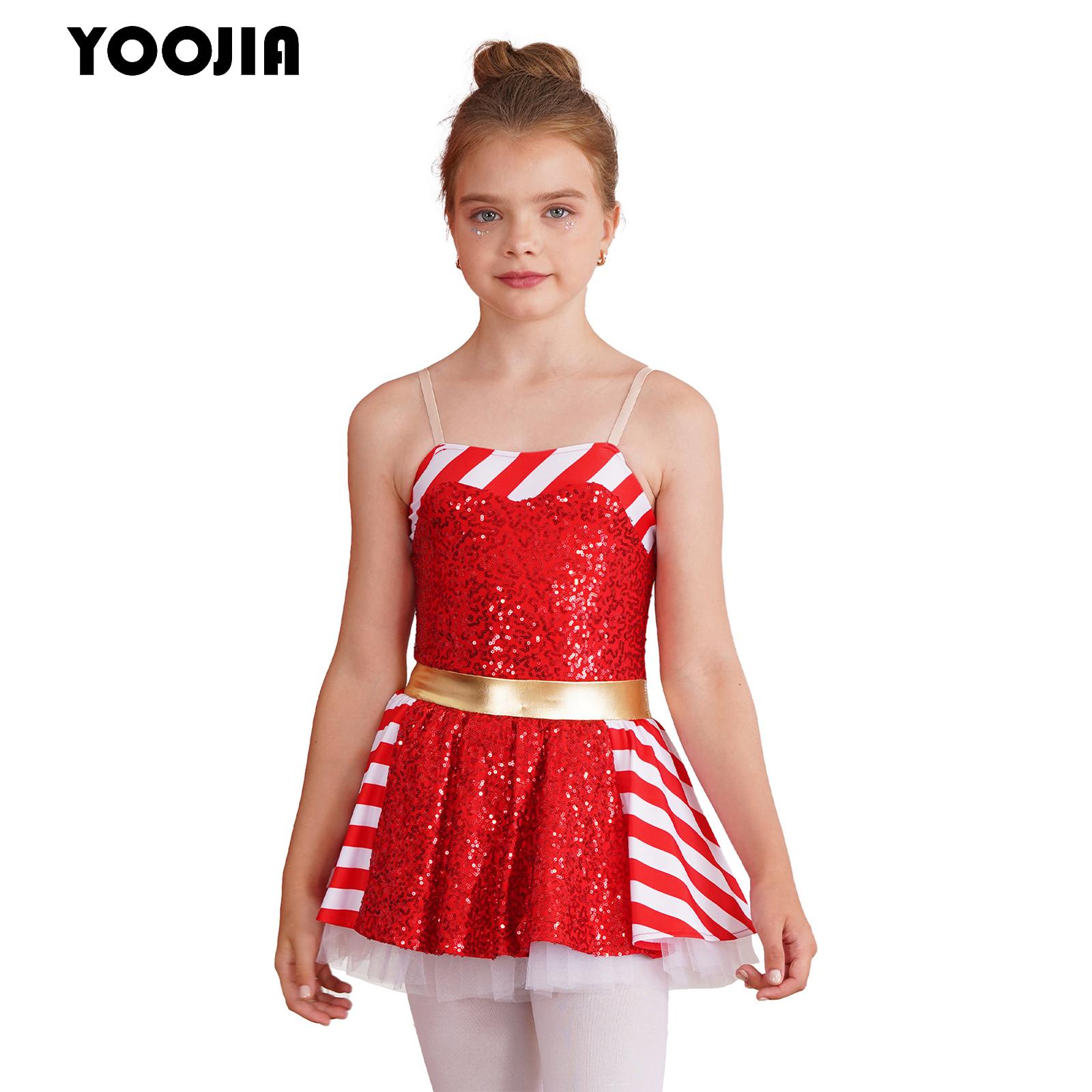 Elf Costume Christmas - Детский рождественский танцевальный костюм с блестками