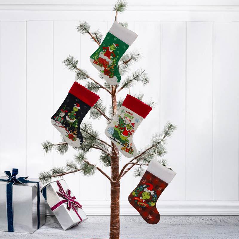Christmas Stocking Hanging - Рождественский чулок Grinch Носок Эльф Подарочная