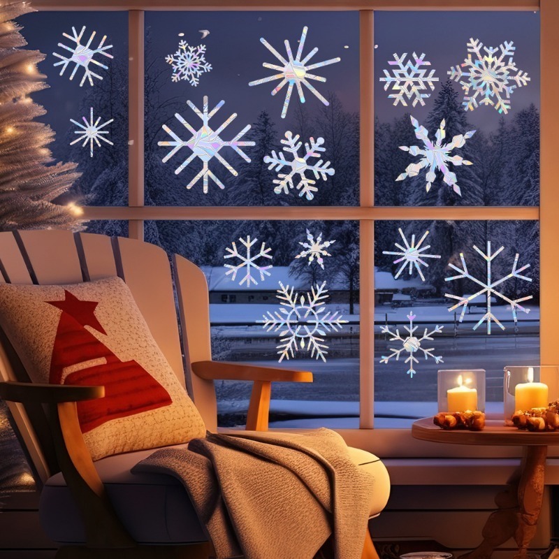 Snowflake Window Decal - Рождественский узор снежинки, радужная призма, ловец