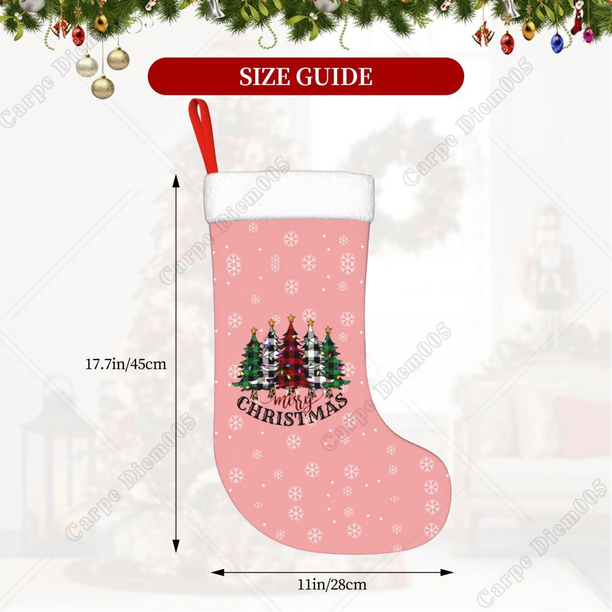 Розовые снежинки, рождественск – обзор и цена Christmas Stocking Hanging