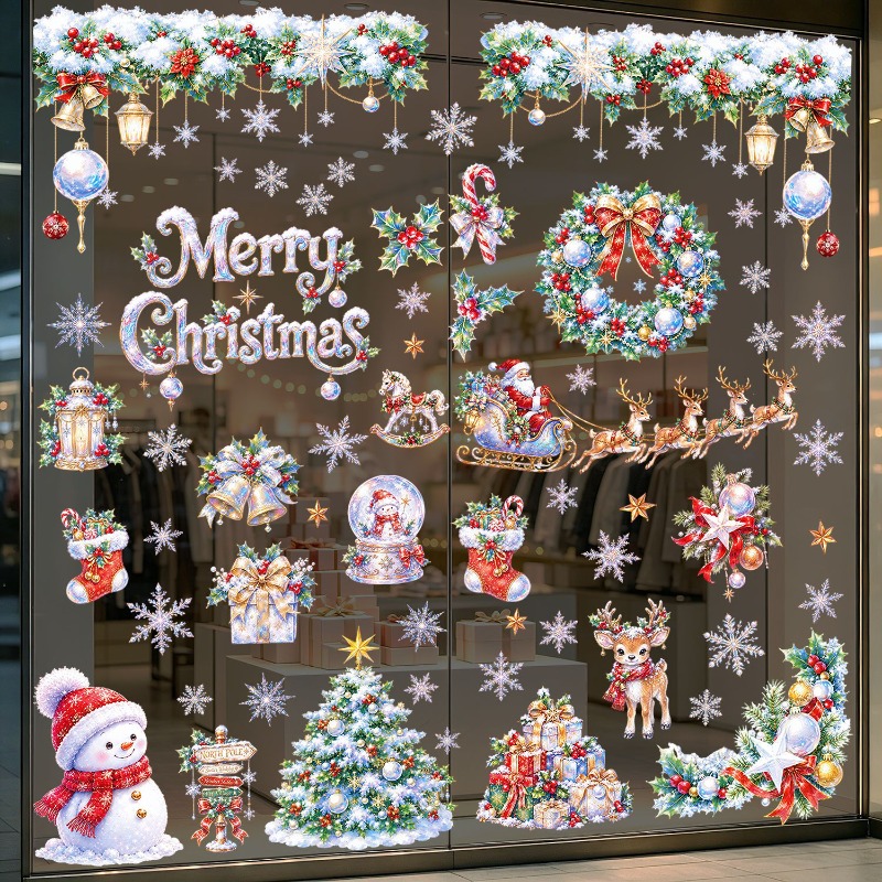 9 листов рождественских статич – обзор и цена Snowflake Window Decal