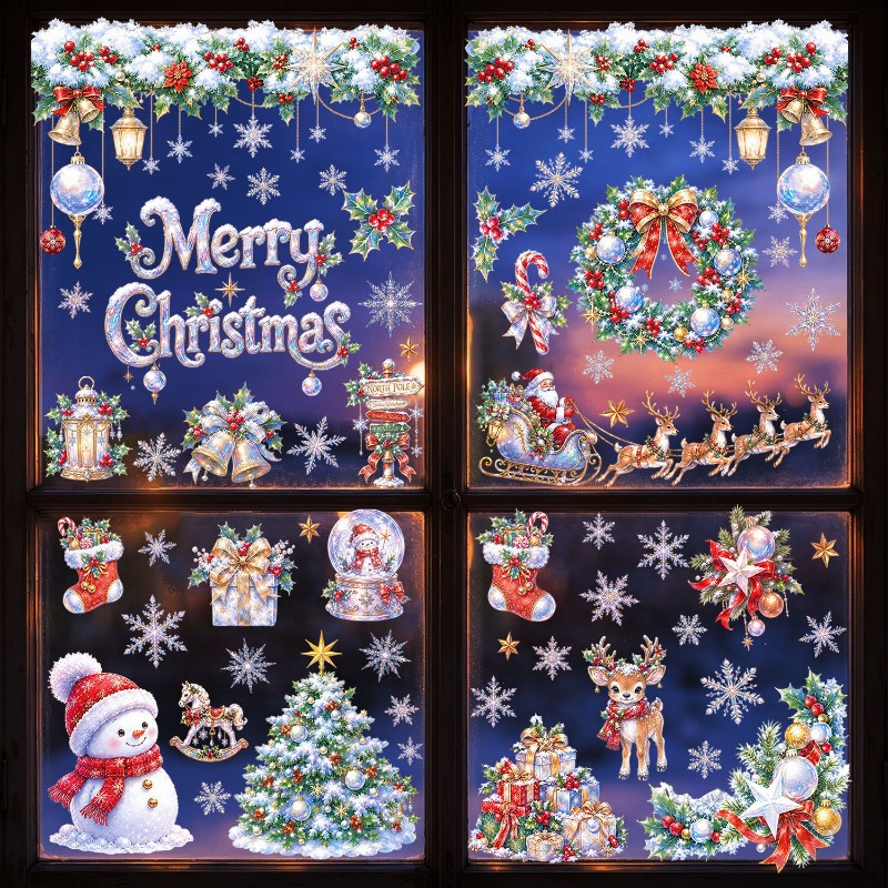 9 листов рождественских статич – обзор и цена Snowflake Window Decal