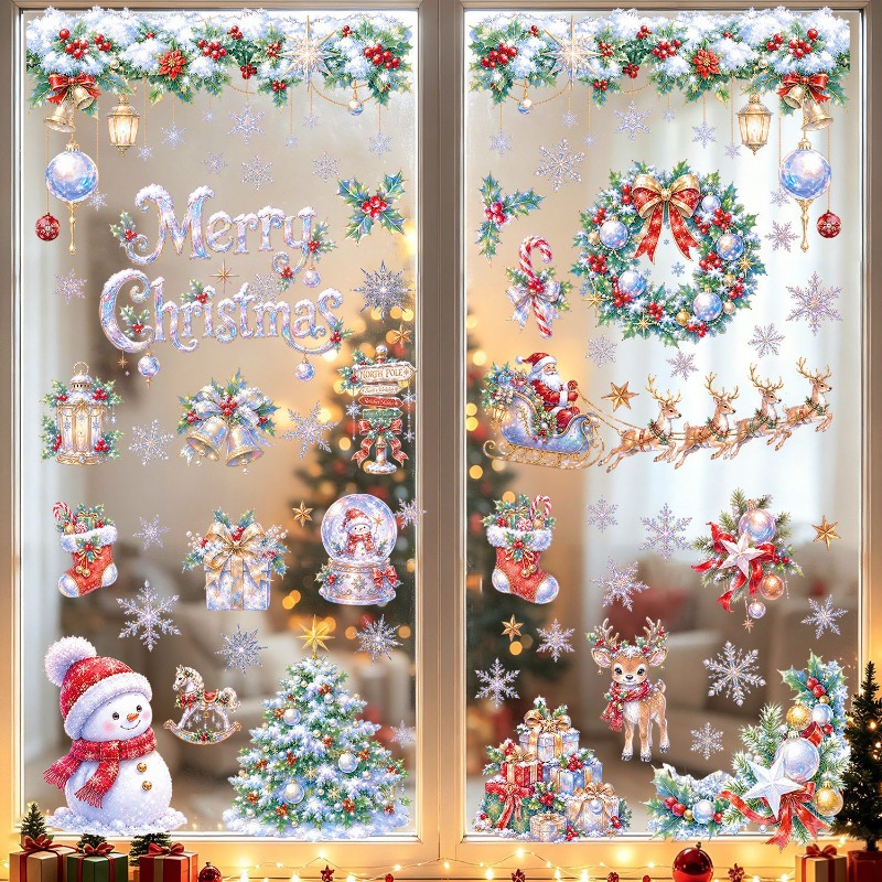 9 листов рождественских статич – обзор и цена Snowflake Window Decal