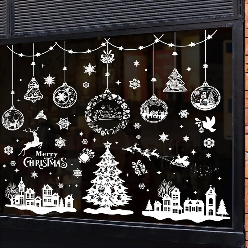 9 листов, 243 шт. многоразовых – обзор и цена Snowflake Window Decal