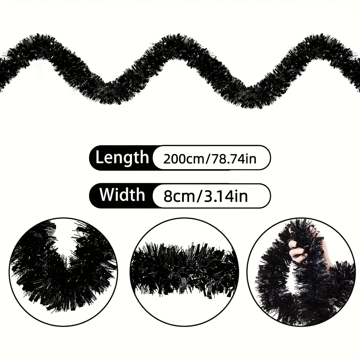 1 шт. черная гирлянда из мишур – обзор и цена Tinsel Garland Decoration