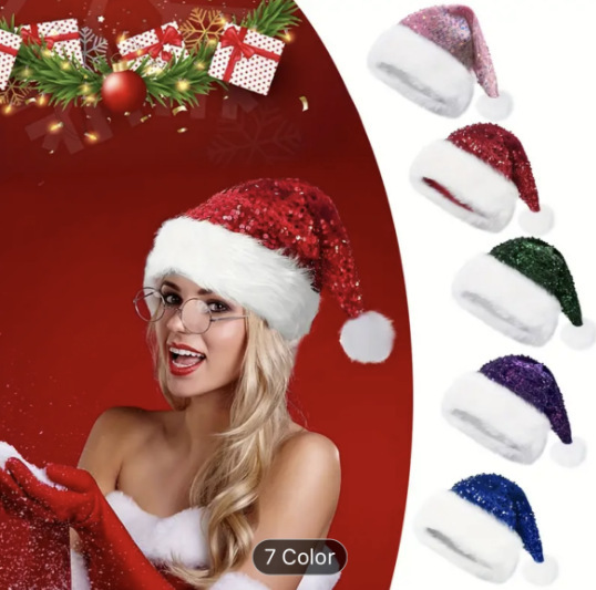 Рождественская шапка с пайетка – обзор и цена Santa Hat Plush