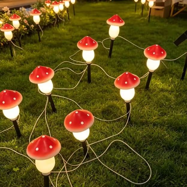 Солнечные гирлянды-грибы, водо – обзор и цена Christmas Lights Outdoor