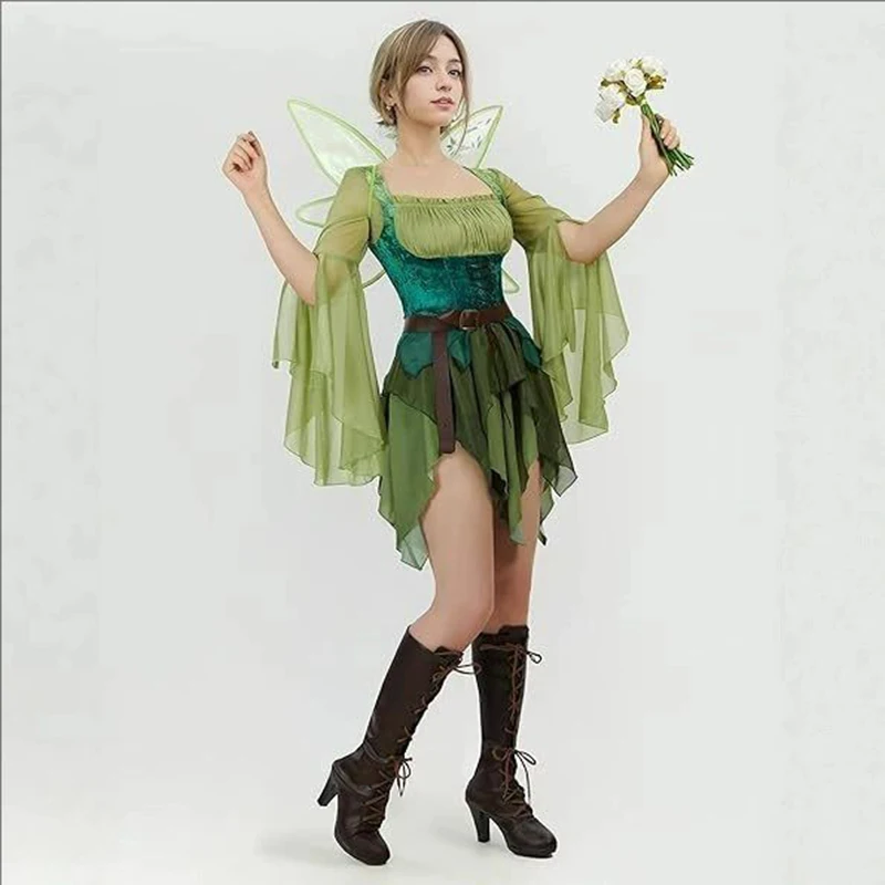 Женское средневековое зеленое  – обзор и цена Elf Costume Christmas